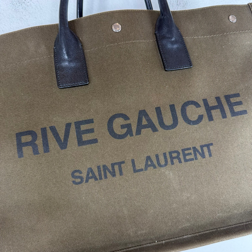 Saint Laurent Green Rive Gauche Canvas Bag