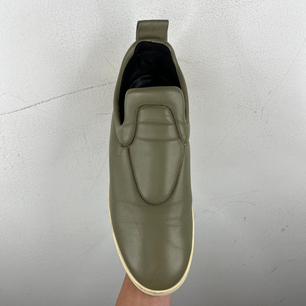 Celine Olive Leather Slip On Sneakers