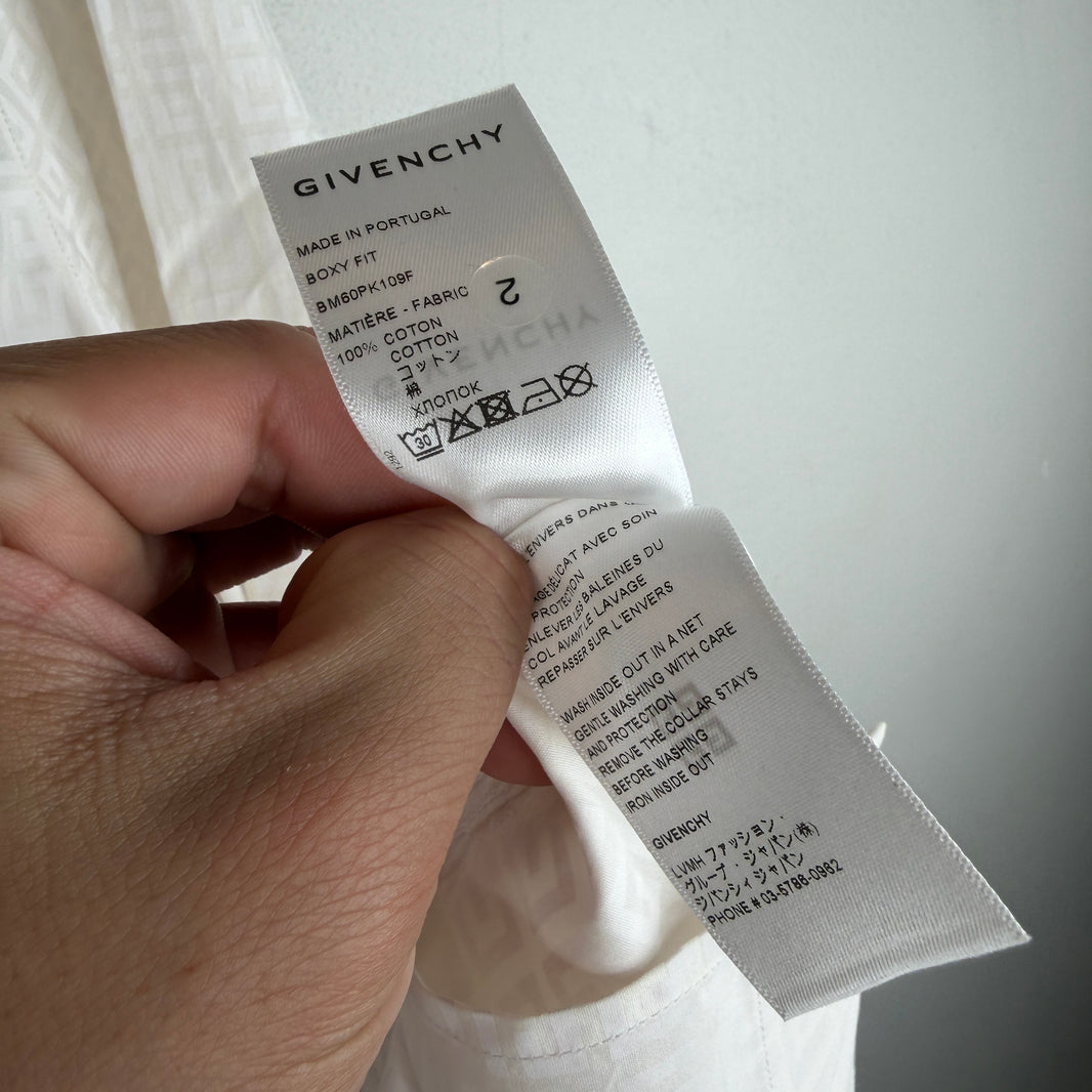 Givenchy White All Over Long Zip Up S/S Shirt