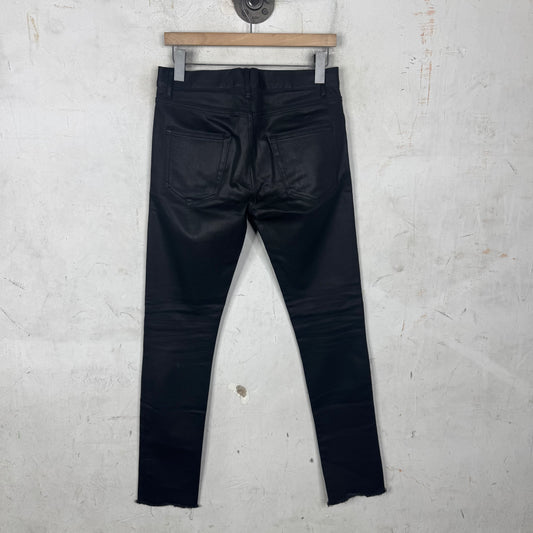 Saint Laurent Black Waxed D02 Skinny Jeans