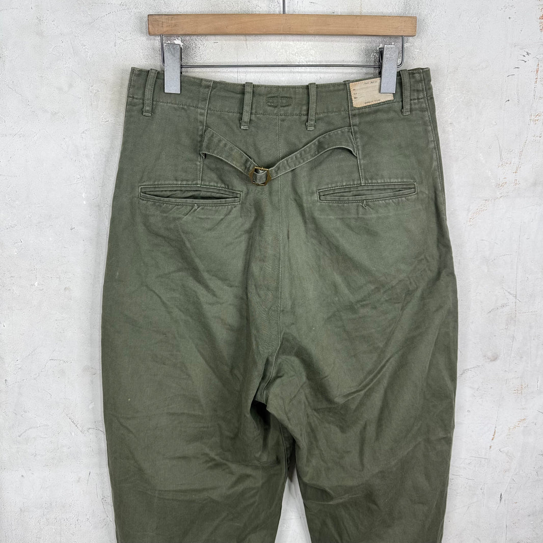 Kapital Green Buckle Back Canvas Pants