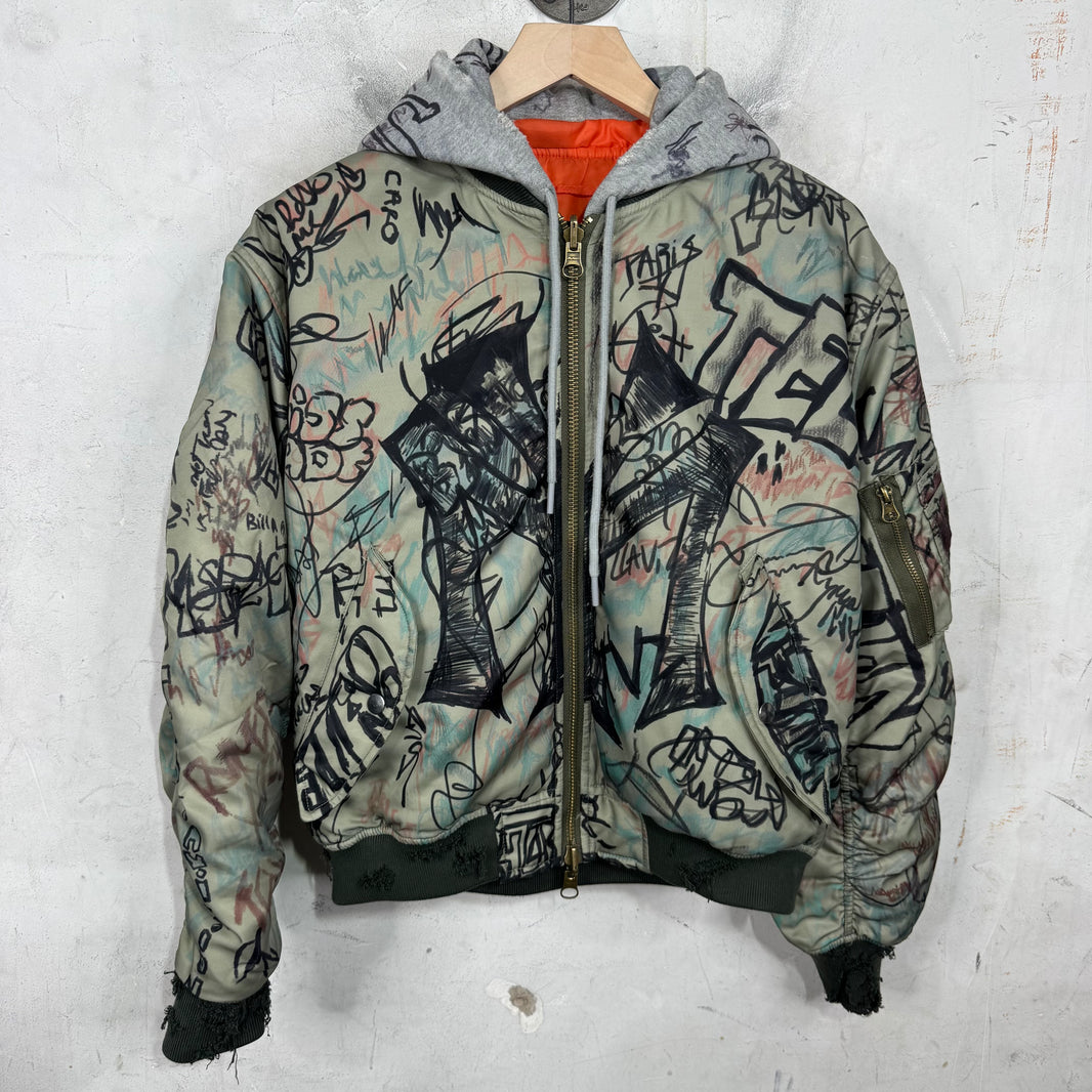 Mowalola Cropped Grafitti Bomber Jacket