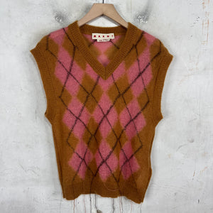 Marni Fuzzy Mohair Argyle Sweater Vest