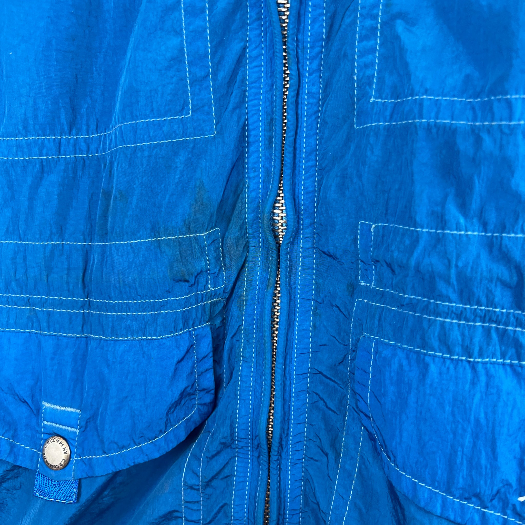 CP Company Blue Polyamide Goggle Jacket