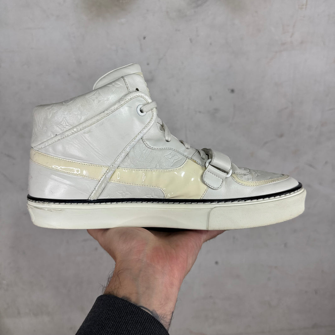 Louis Vuitton White Straped Monogram Patent Sneakers