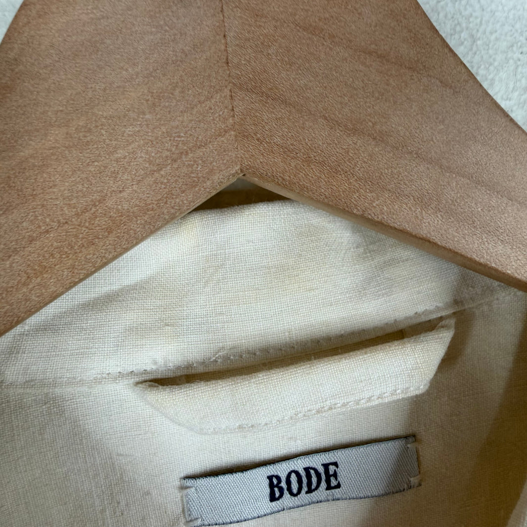 Bode Linen Collar Embroidered S/S Shirt