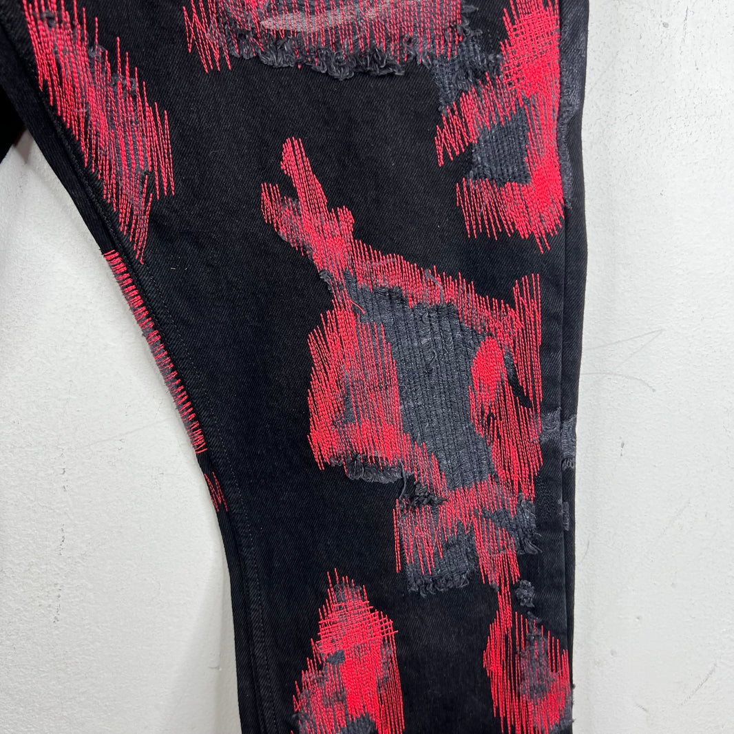 Endless Denim Black/Red Spellout Jeans