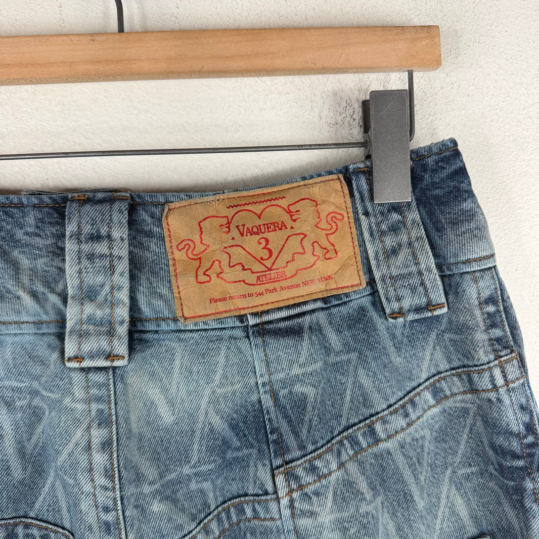Vaquera Monogram Denim Long Shorts