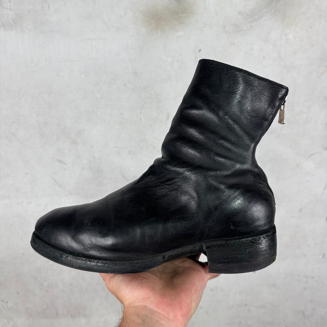 Guidi Black Leather Back Zip Boots