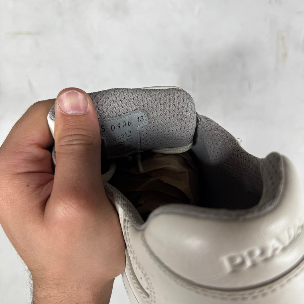 Prada White Perforated Leather Americas Cup
