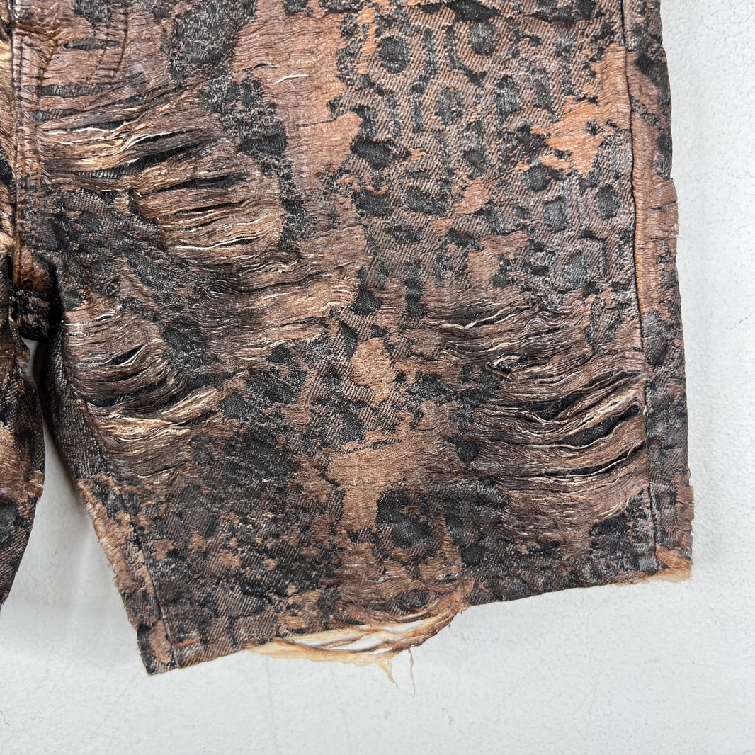 Acne Studios Roman Distressed Waxed Denim Shorts