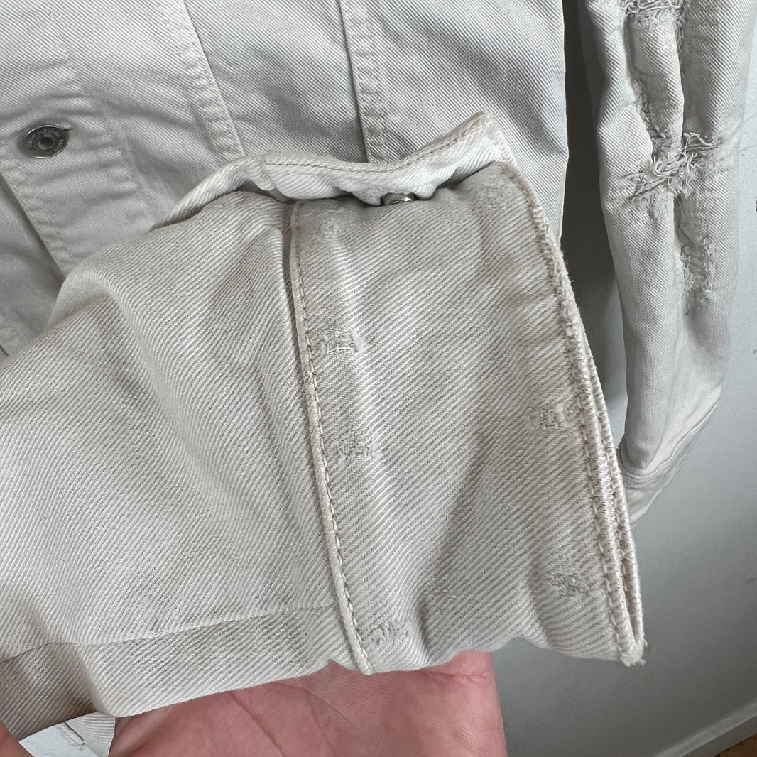 Dior White Distressed Denim Trucker Jacket