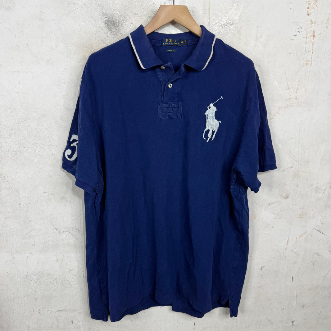 Ralph Lauren Blue White Big Horse S/S Polo