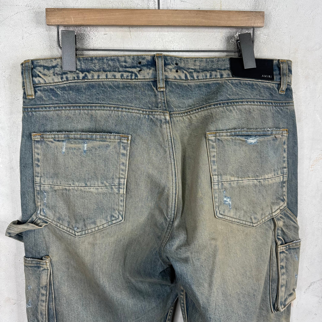 Amiri Lightwash Patched Carpenter Jeans