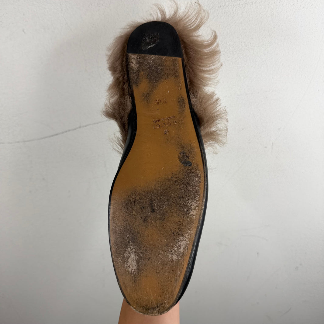 Gucci Fur Horsebit Mules