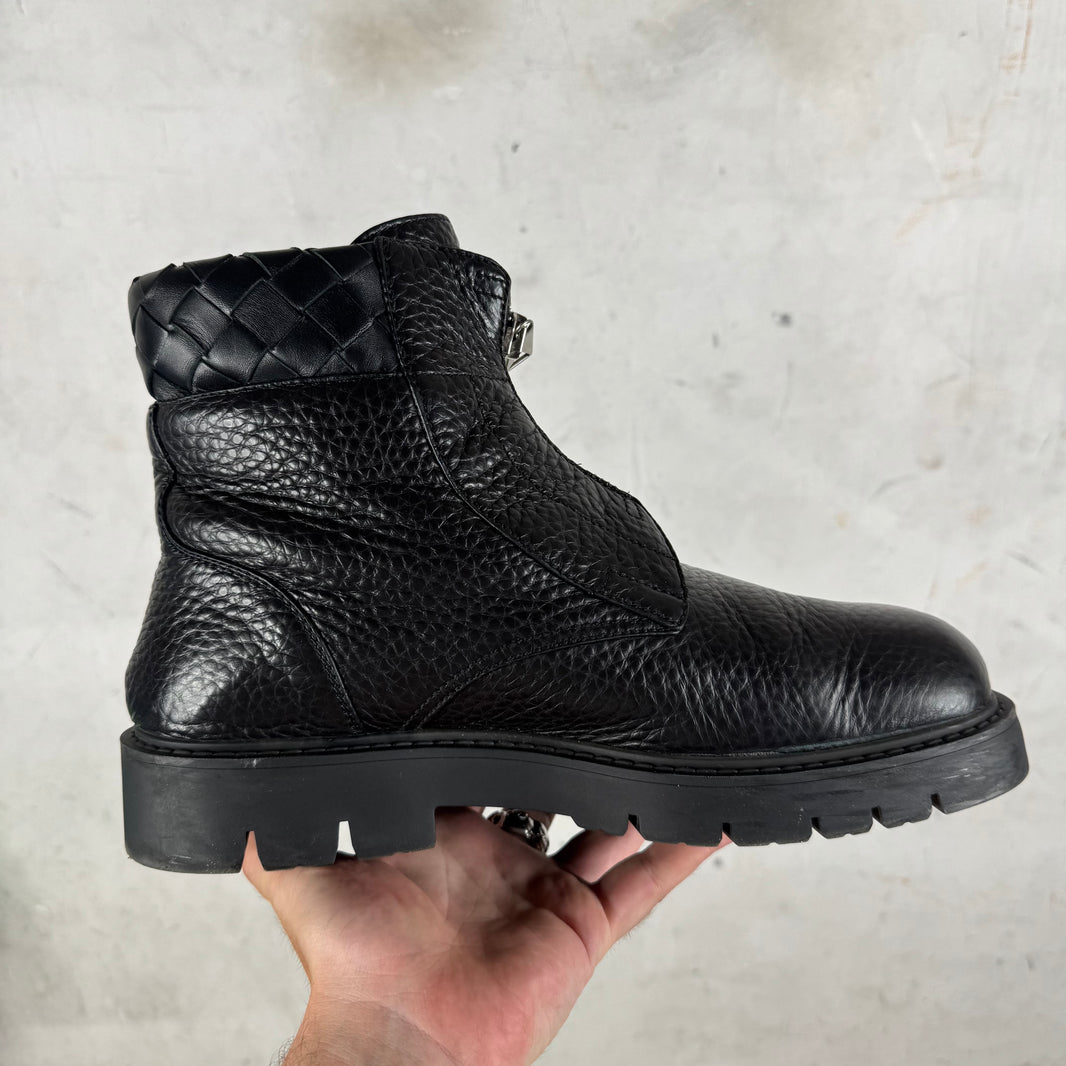 Bottega Veneta Black Leather Zip Up Haddock Boots