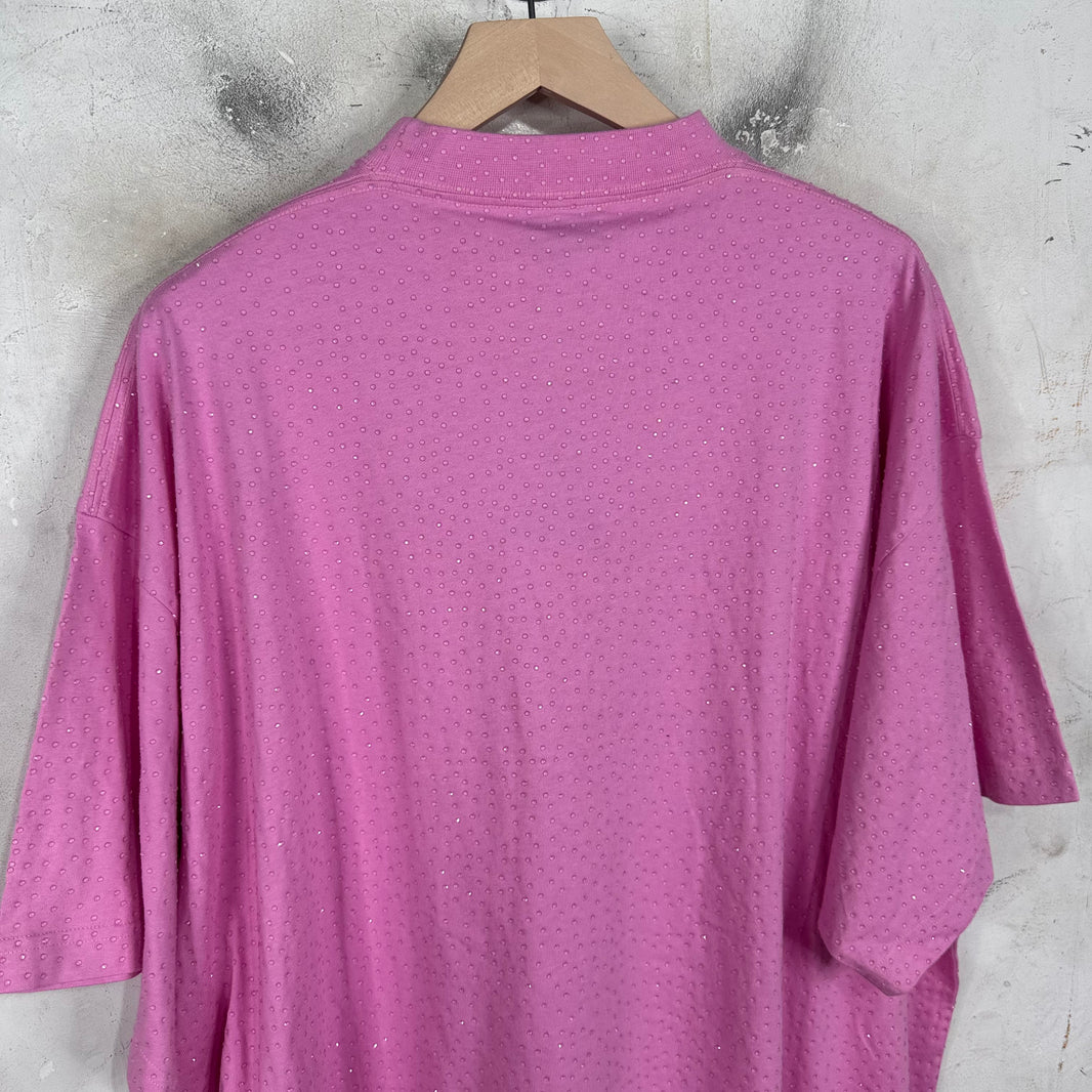Balenciaga Pink Rhinestoned T-Shirt