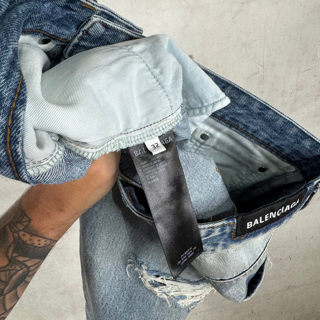 Balenciaga Layered Track Distressed Jeans