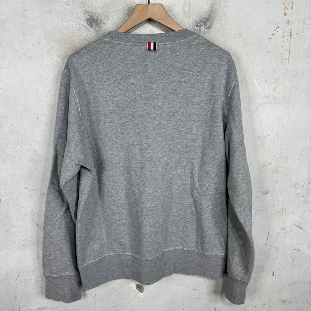 Thom Browne Grey Badged Crewneck