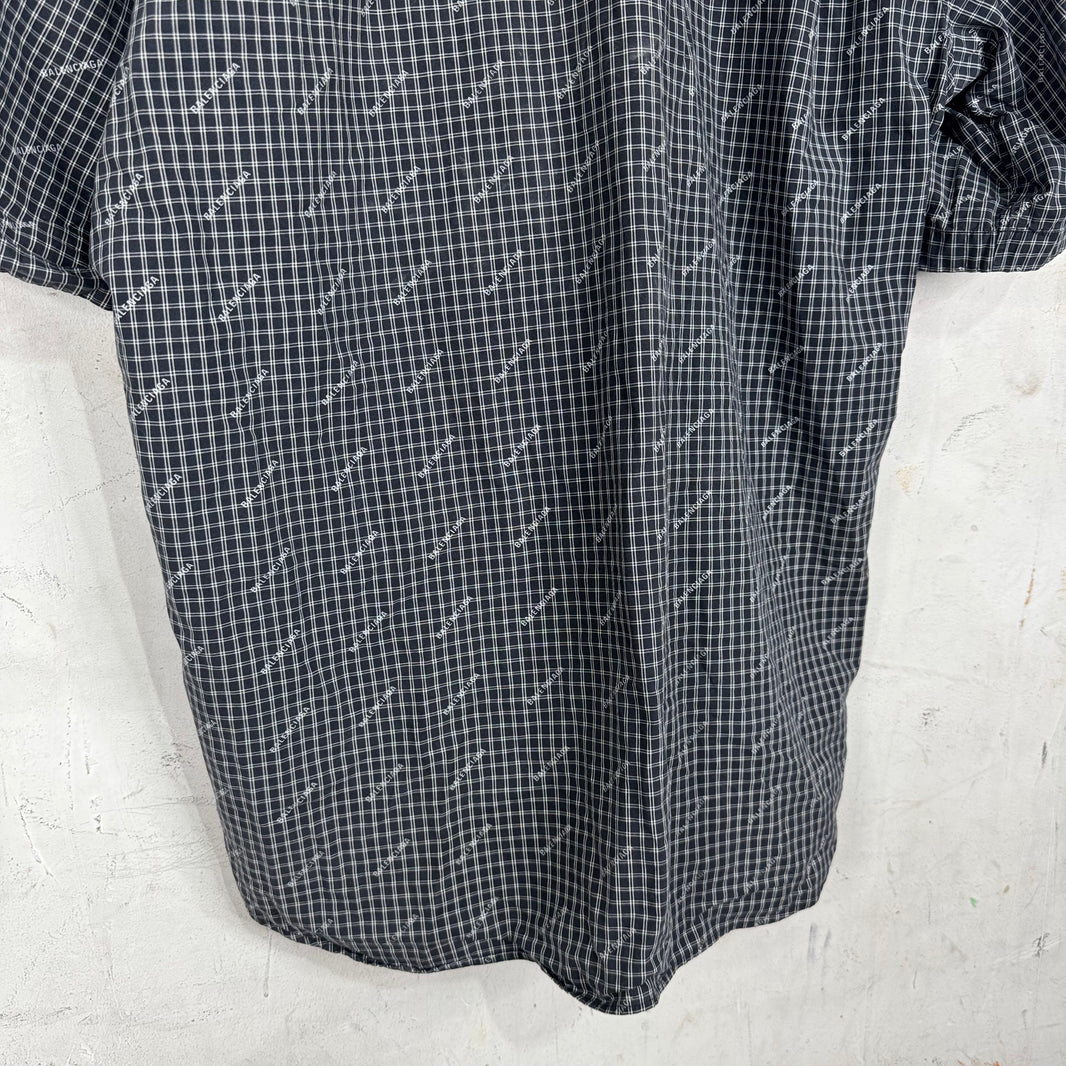 Balenciaga Plaid Logo Short Sleeve Shirt