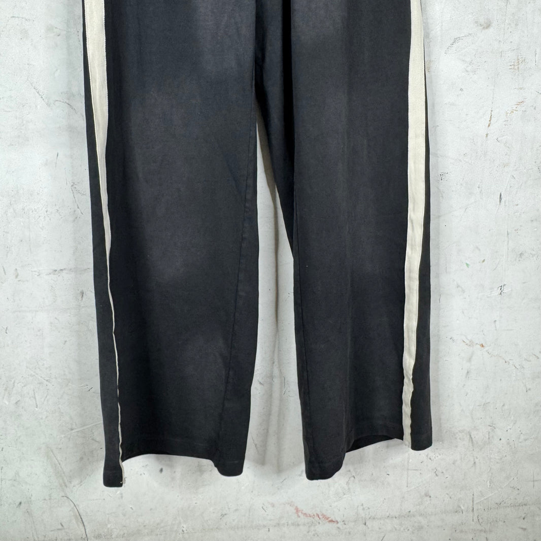 424 Black Stripped Ripped Sweatpants
