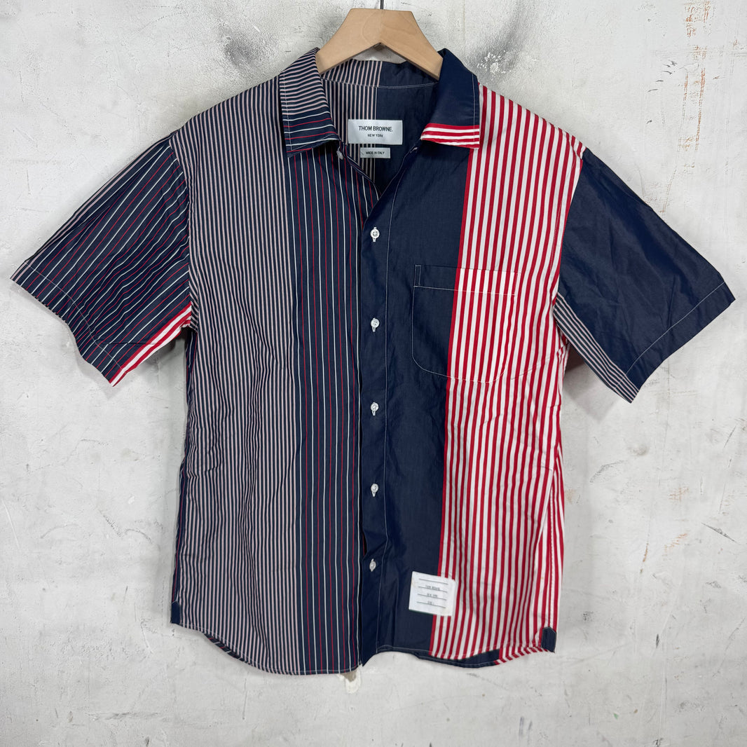 Thom Browne Navy Multi Striped S/S Shirt