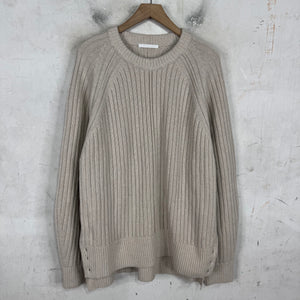 Helmut Lang Cream Ribbed Knit Sweater