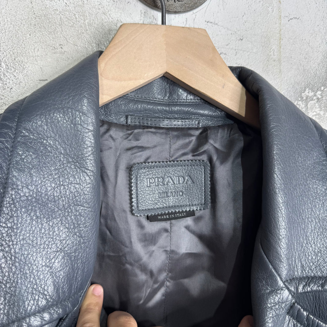 Prada Raf Leather Long Duster Coat