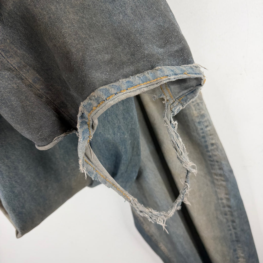 Balenciaga Waxed Mud Blue Wash Baggy Jeans
