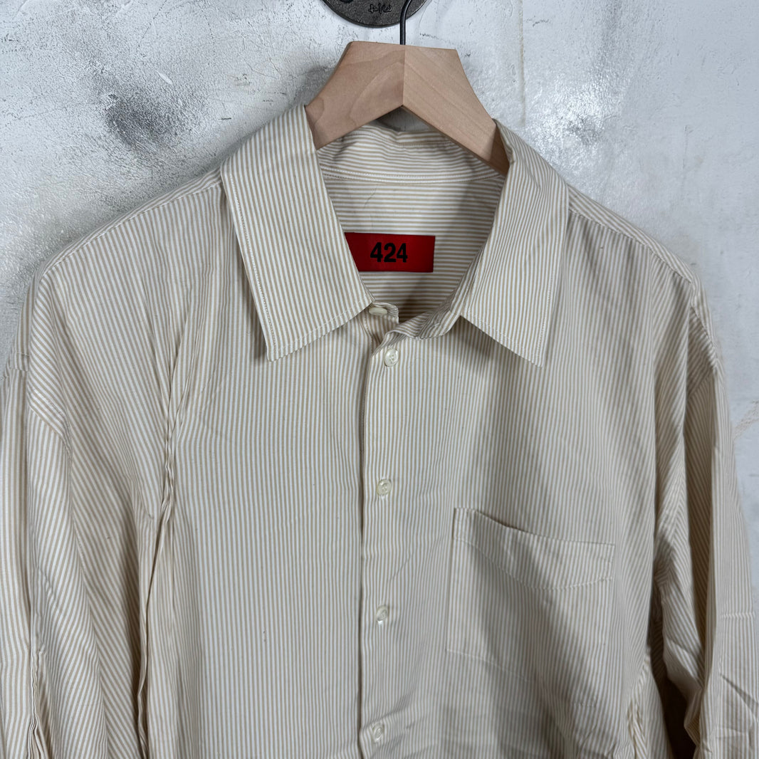 424 Striped Pinched Button-Up Shirt