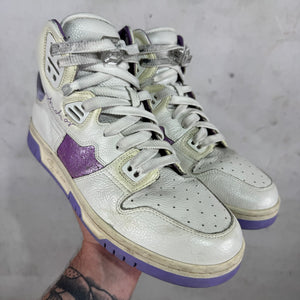 Acne Studios White/ Purple Leather Basketball Sneakers