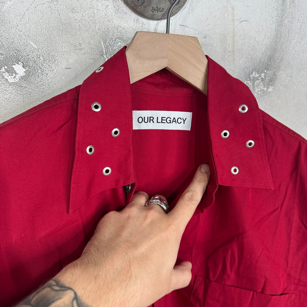 Our Legacy Red Grommeted Above Buttoned Shirt