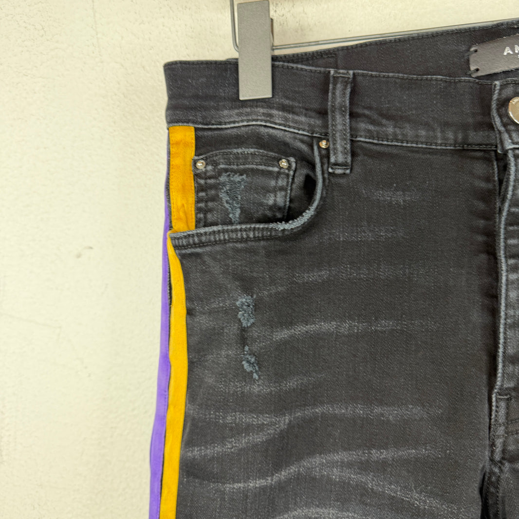 Amiri Purple/Yellow Striped Jeans