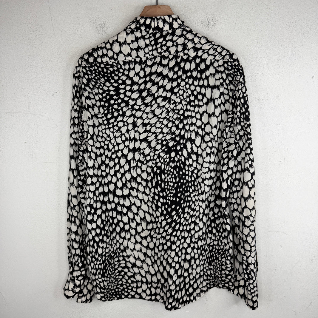Celine Black/White Printed Viscose Button Up Shirt