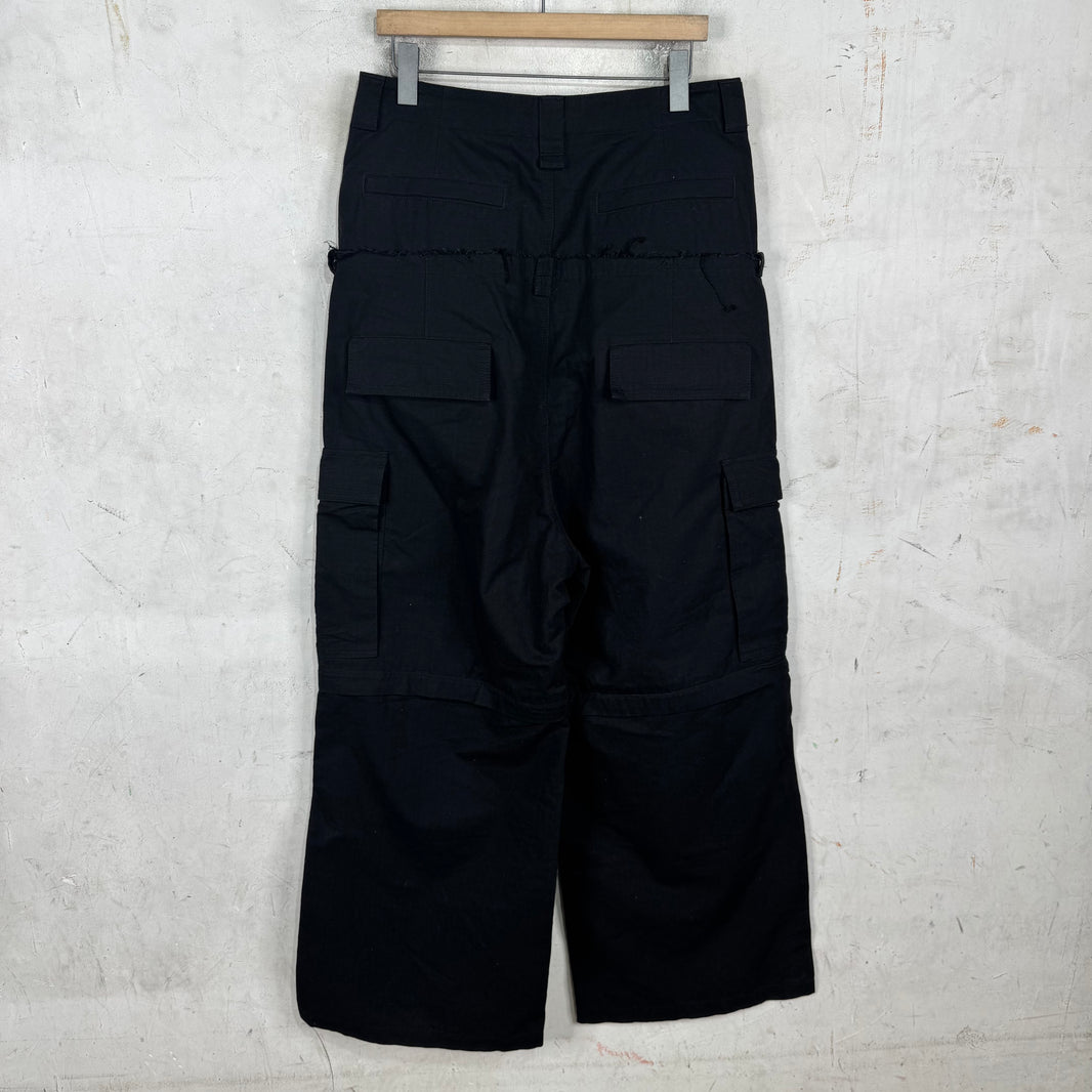 Balenciaga Black Double Waist Cargo Pants