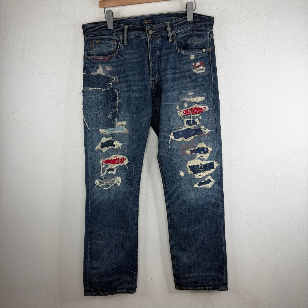 Polo Ralph Lauren Red Paisley Patchwork Jeans