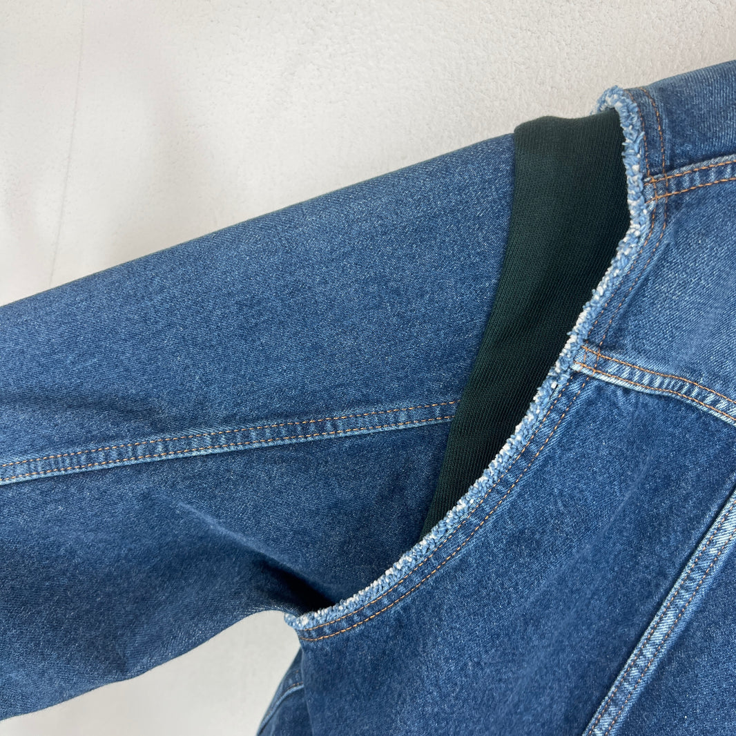 Balenciaga Blue/Green Twinset Hooded Denim Jacket