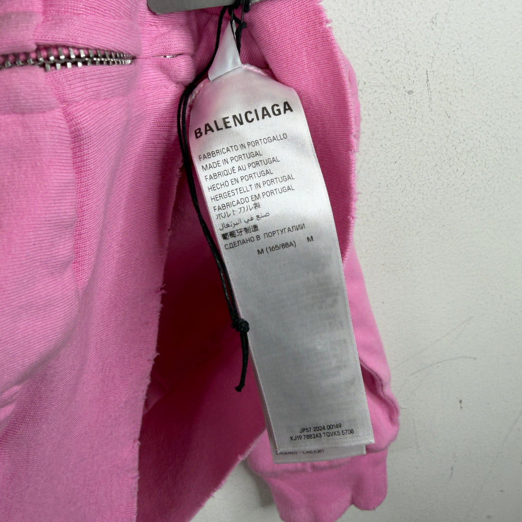 Balenciaga Pink No Logo Zip Up Hoodie