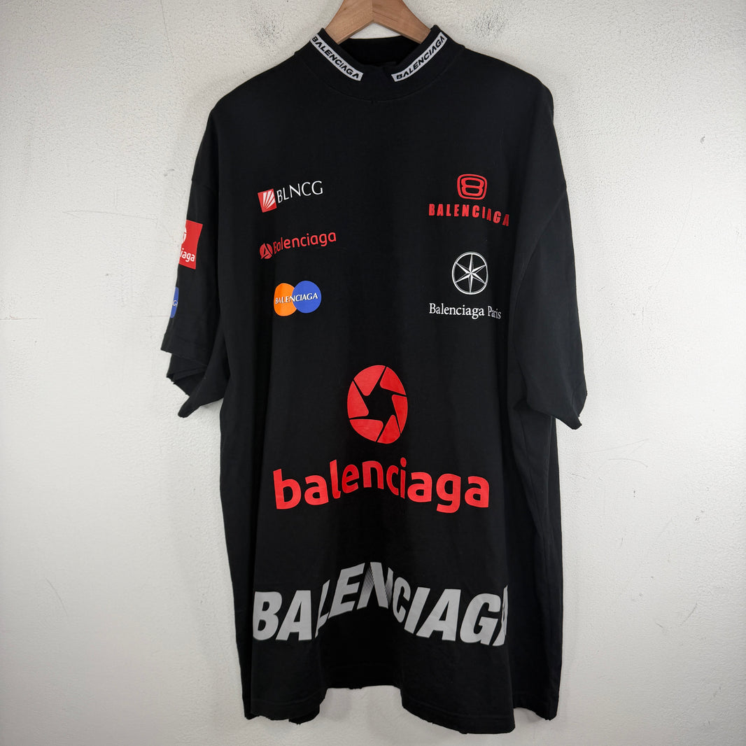Balenciaga Sample Oversized Multi Logo Racer T-Shirt