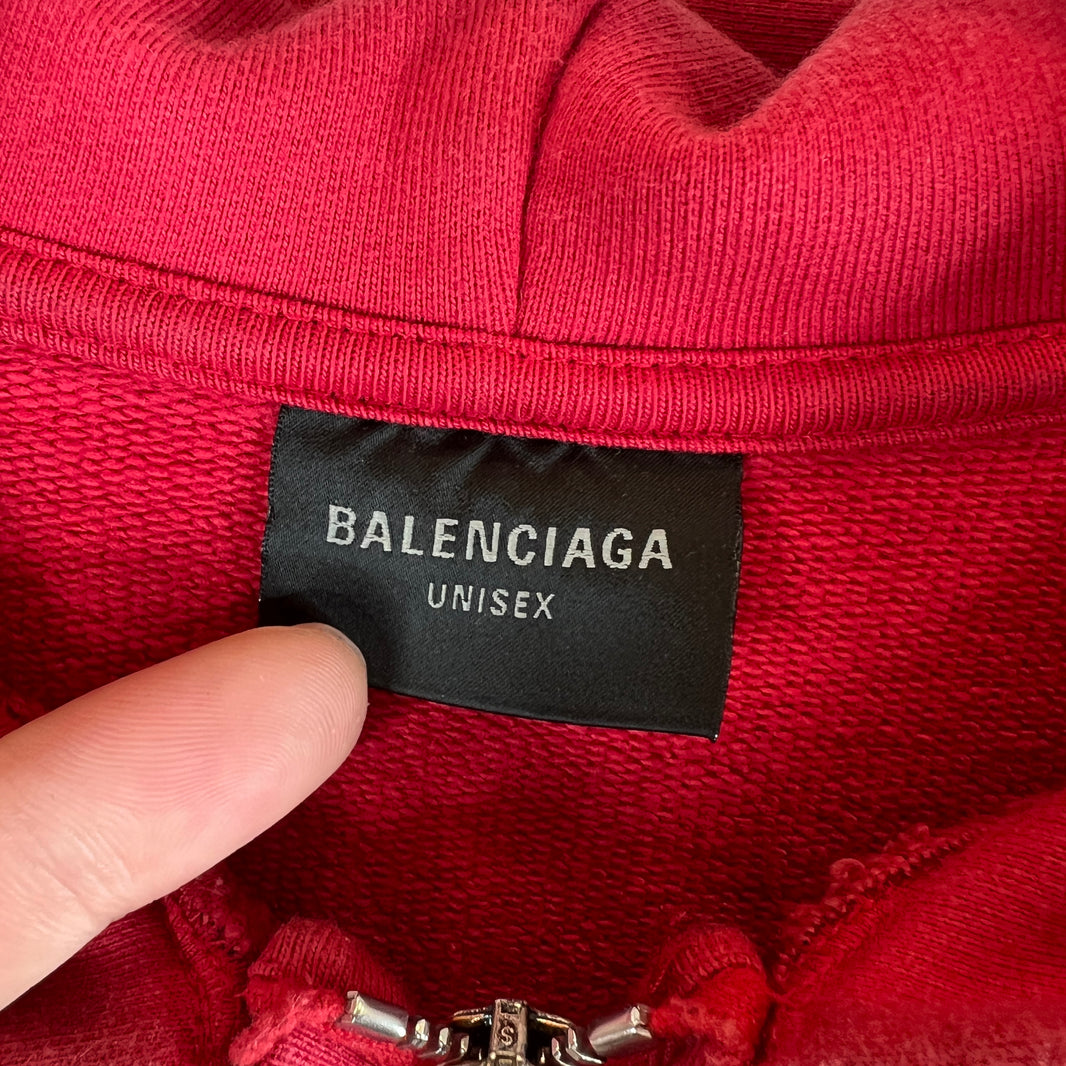 Balenciaga Red Tattoo Zip-Up Hoodie