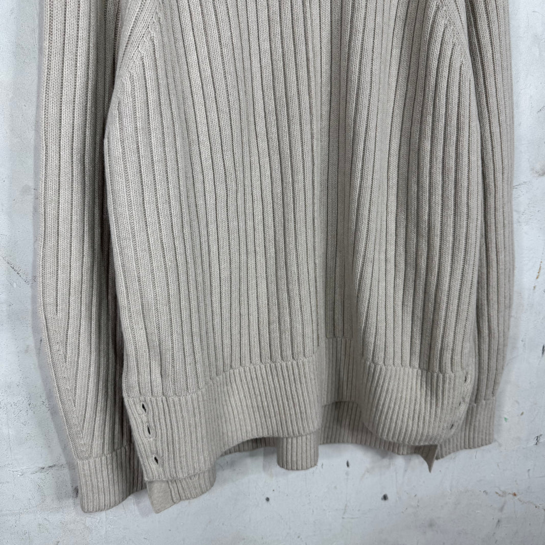 Helmut Lang Cream Ribbed Knit Sweater
