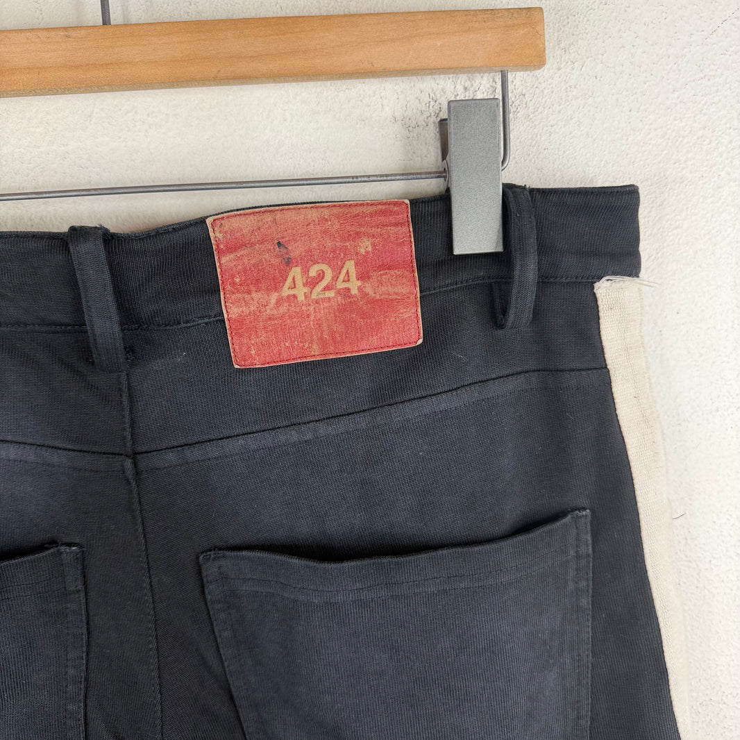 424 Black Striped Cotton Pants