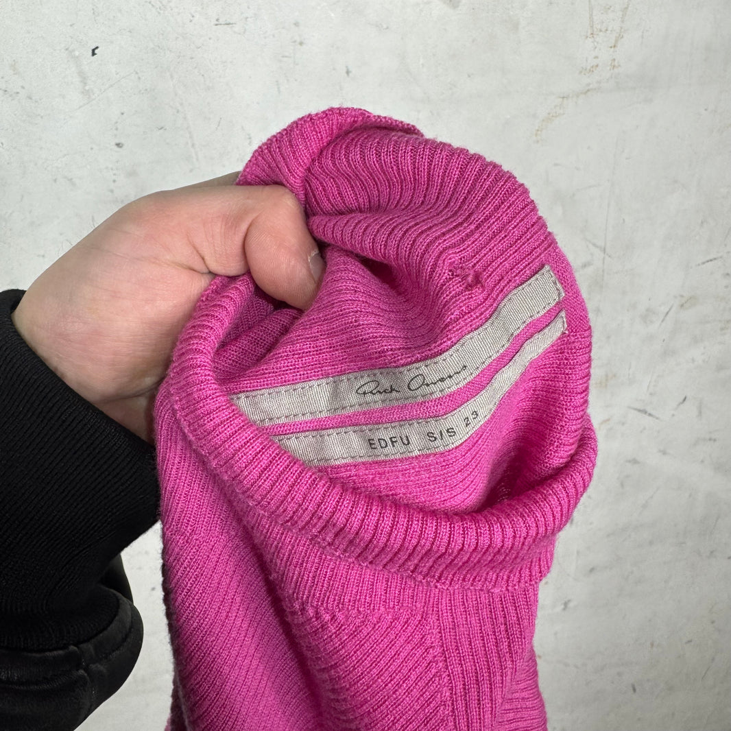 Rick Owens Pink Ribbed Turtleneck