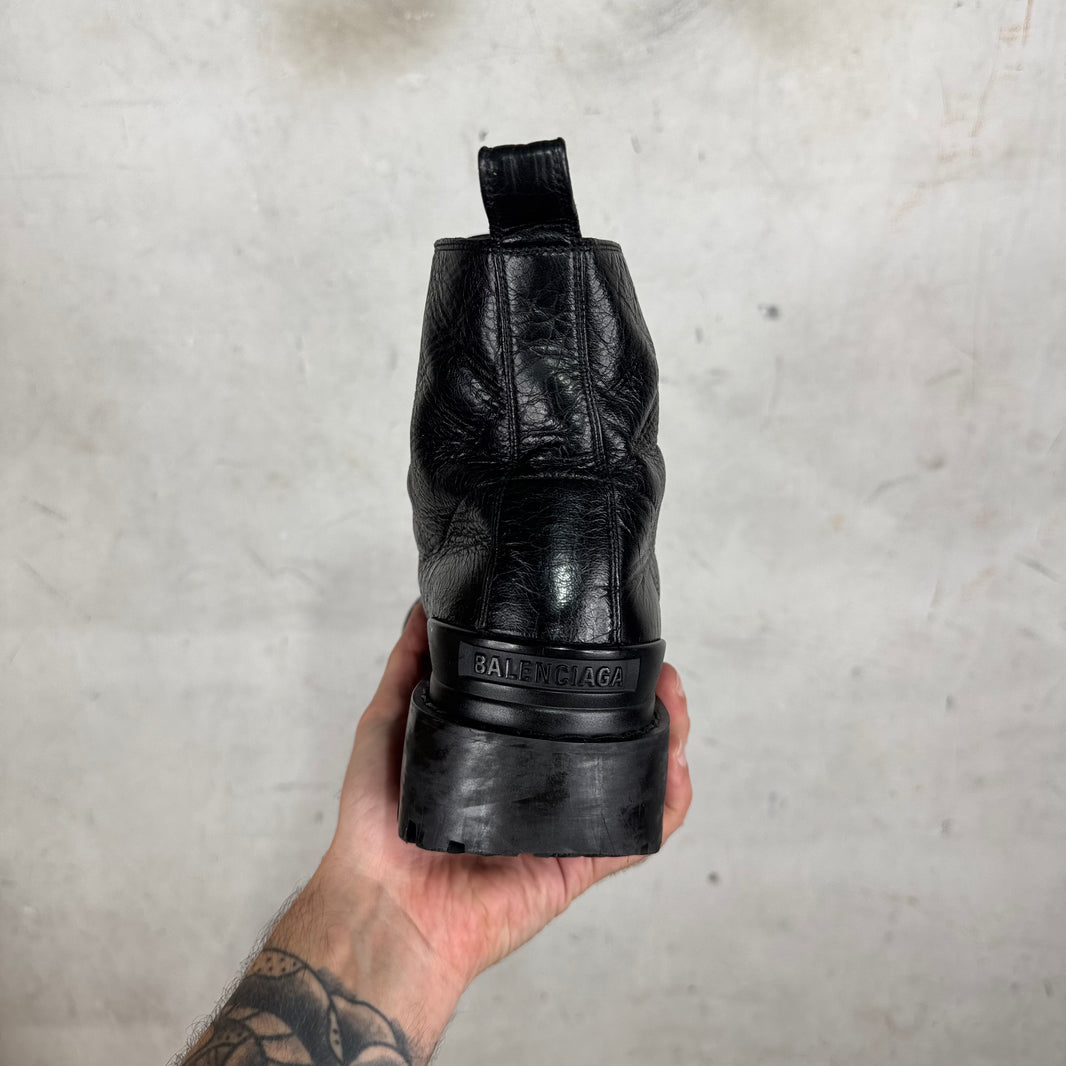Balenciaga Smoked Tumbled Leather Strike Boots