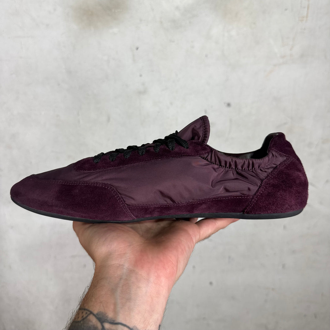 Prada Maroon Nylon Collapse Sneakers
