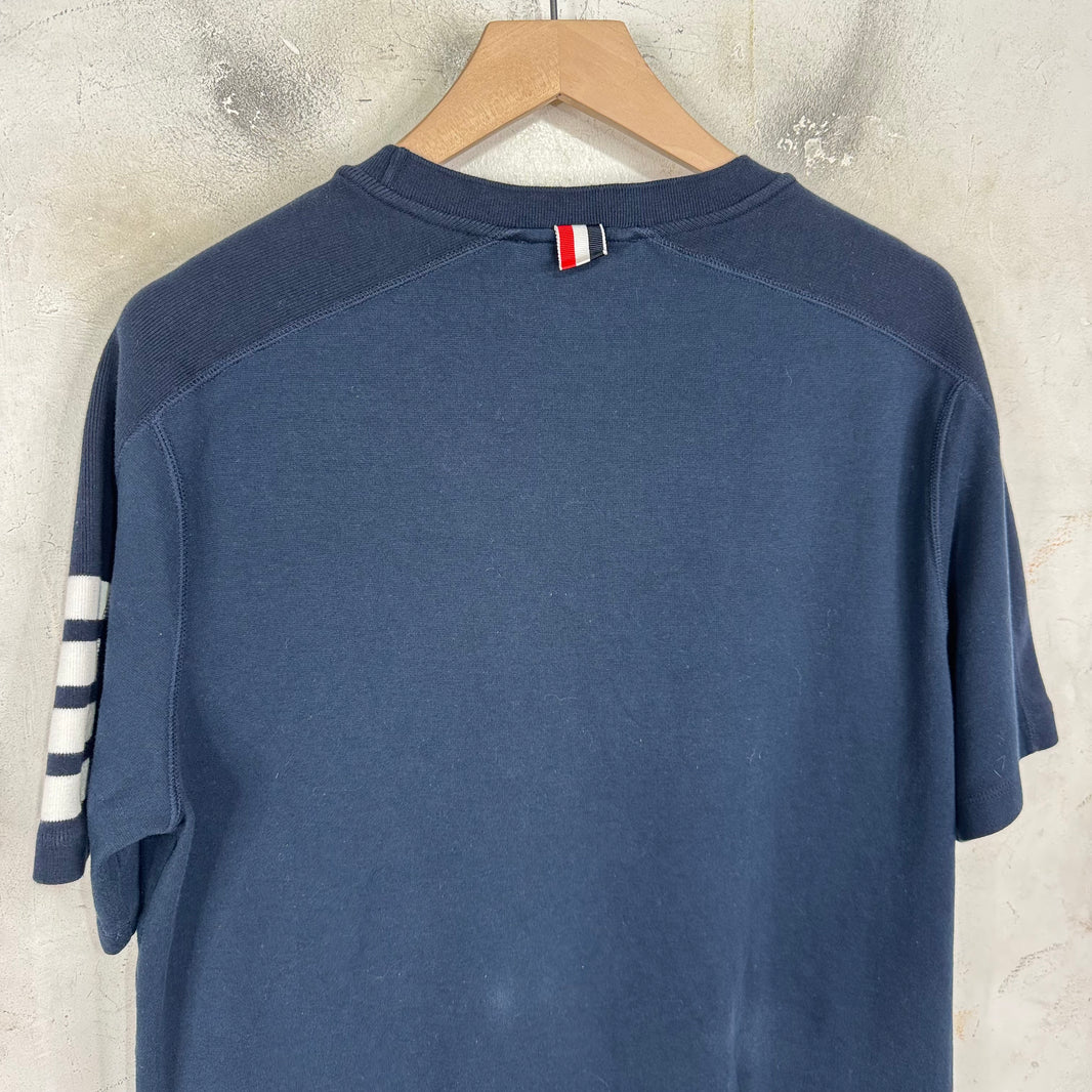 Thom Browne Navy Striped Sleeve T-Shirt