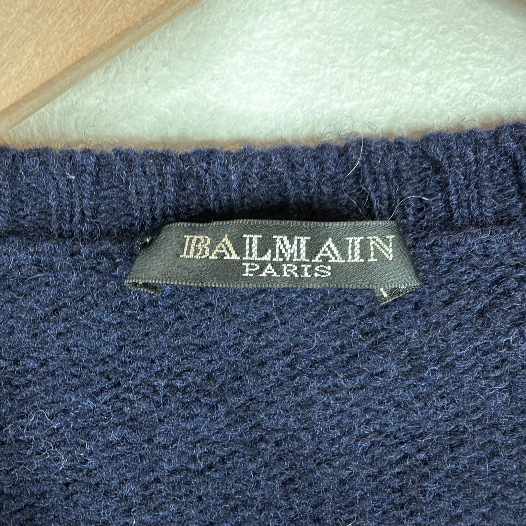 Balmain Split Neck Knit Sweater