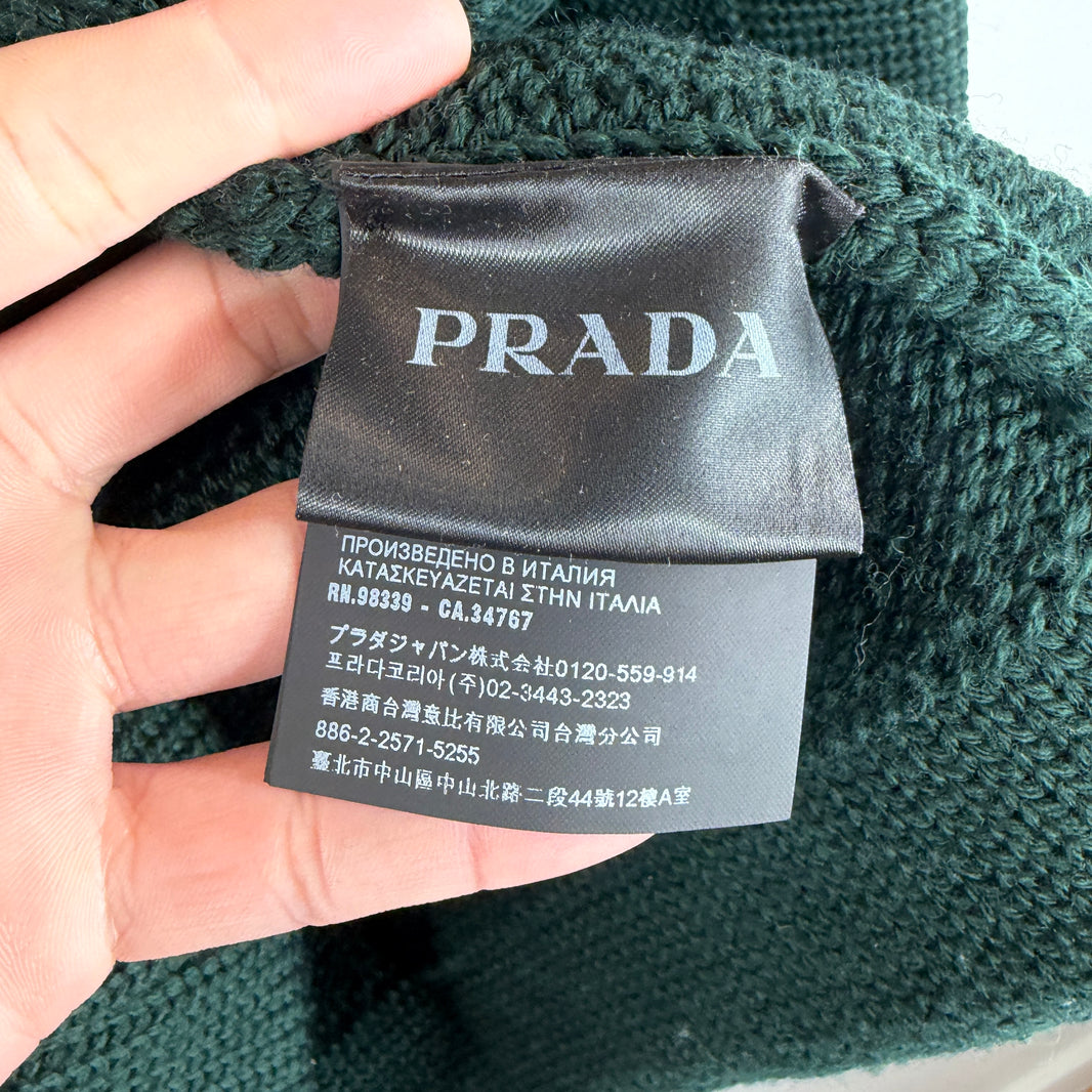 Prada Green Sleeve Stripe Knit Cardigan
