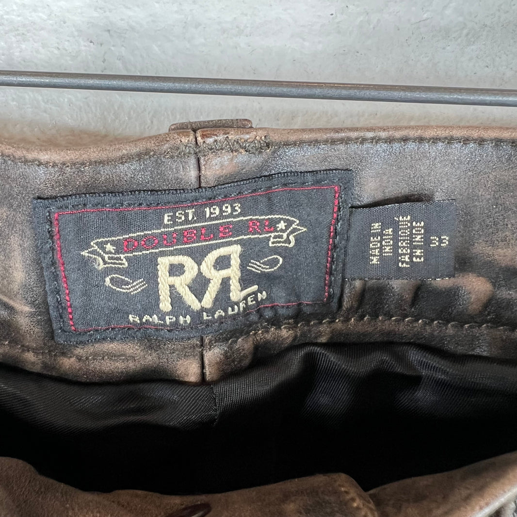 RRL Cross Stitch Leather Jeans