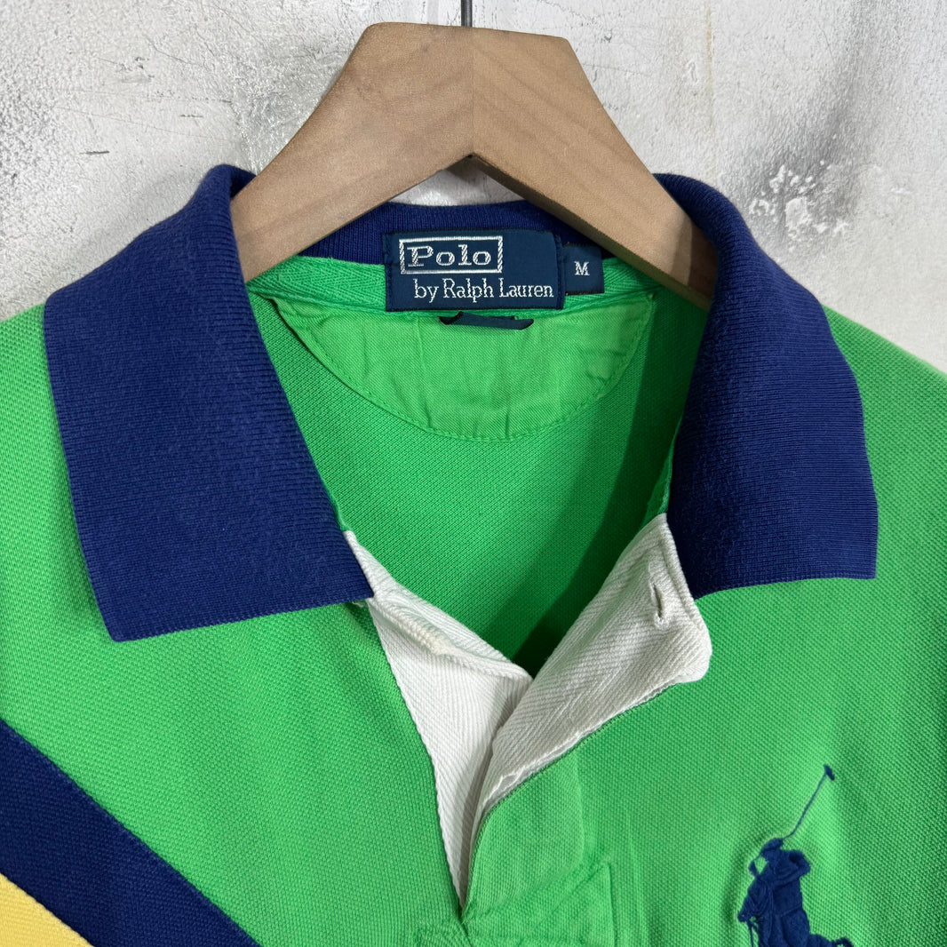 Ralph Lauren Green Blue Diagnal Strip Big Pony Polo